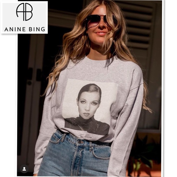 ANINE BING Ramona Sweatshirt Ab X To Kate Moss in Heather Grey XS Rare Revolve - Picture 2 of 16